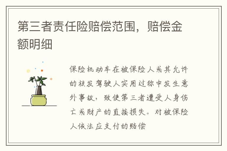 第三者责任险赔偿范围，赔偿金额明细