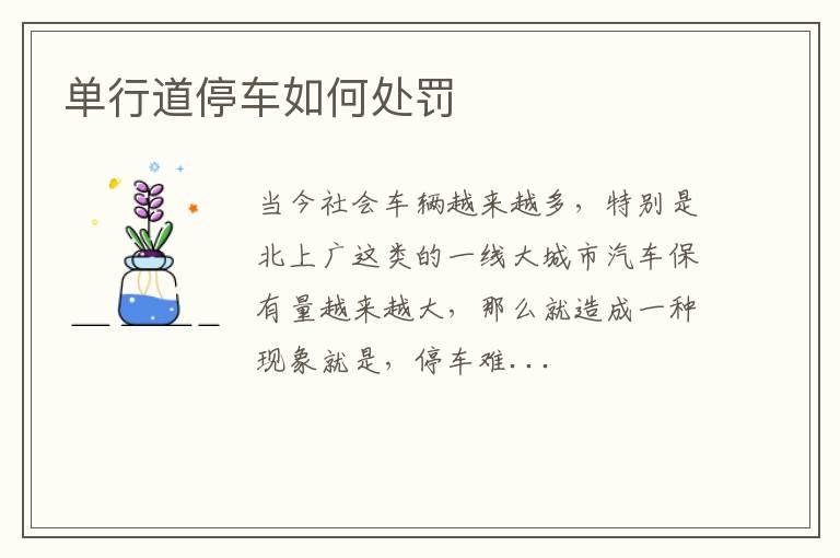 单行道停车如何处罚