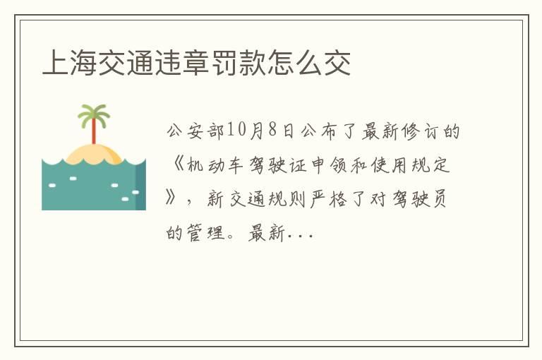 上海交通违章罚款怎么交
