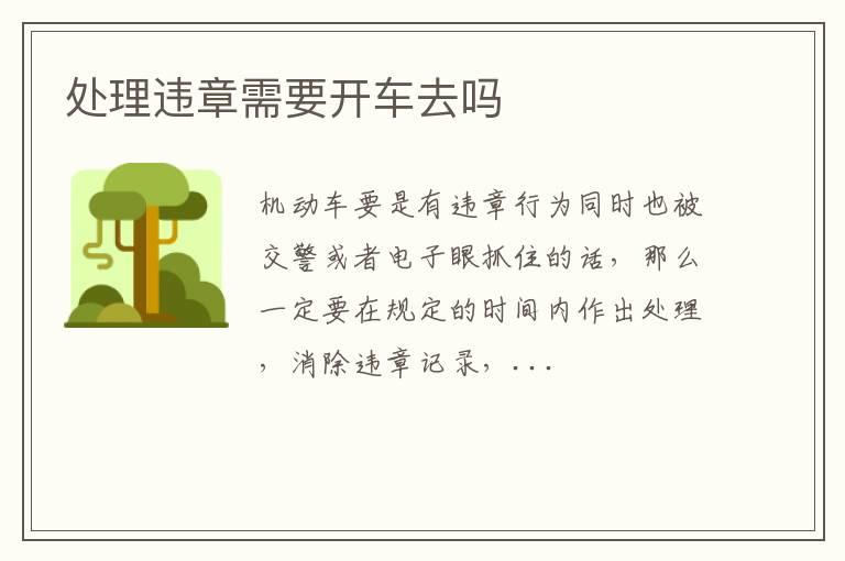 处理违章需要开车去吗
