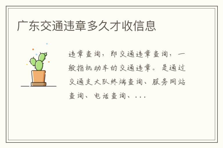 广东交通违章多久才收信息