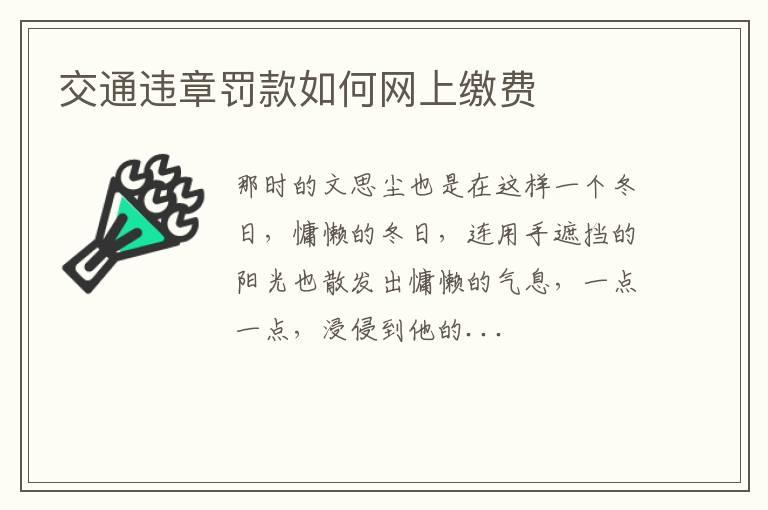 交通违章罚款如何网上缴费