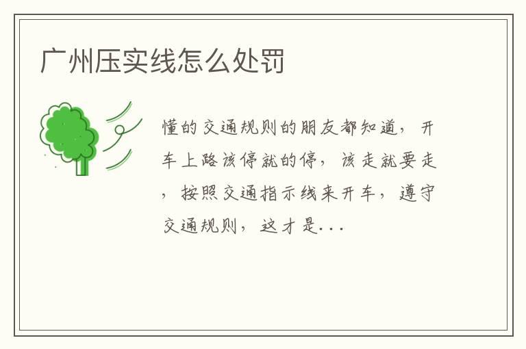 广州压实线怎么处罚