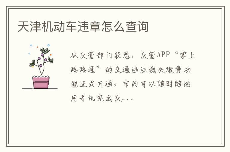 天津机动车违章怎么查询