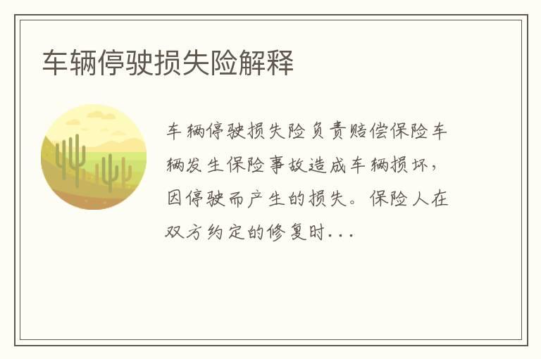 车辆停驶损失险解释
