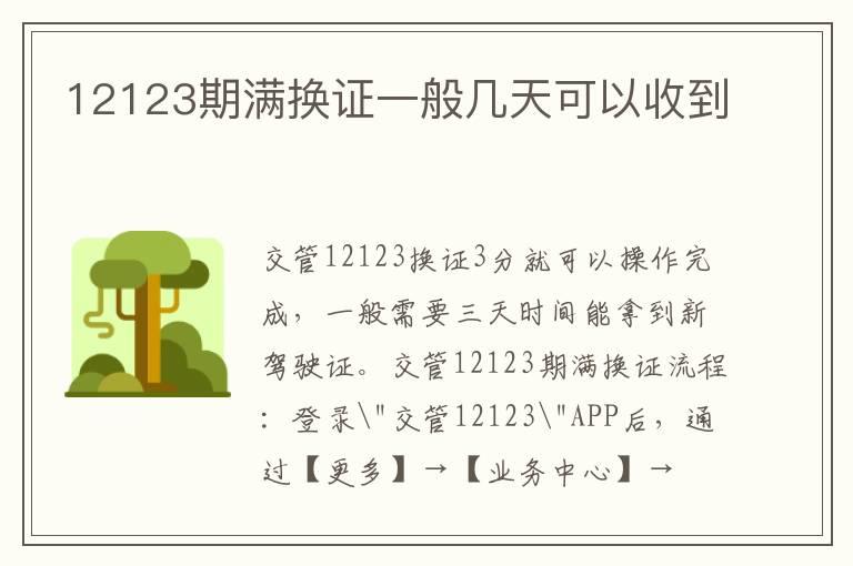 12123期满换证一般几天可以收到