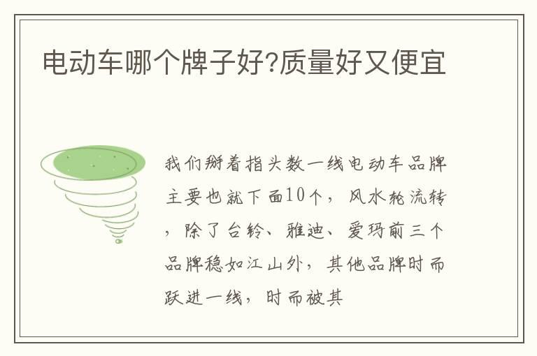电动车哪个牌子好?质量好又便宜