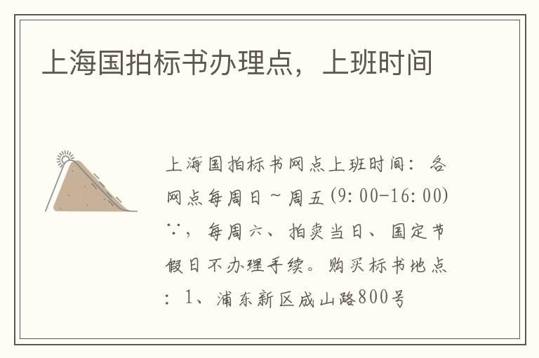 上海国拍标书办理点，上班时间