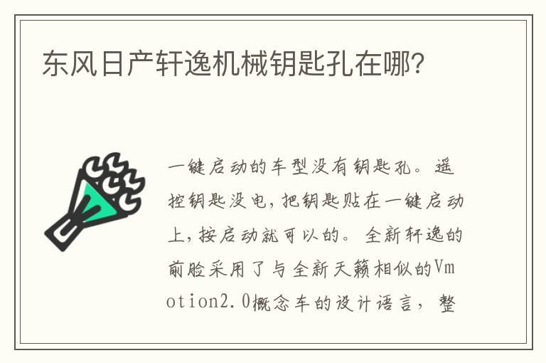 东风日产轩逸机械钥匙孔在哪？