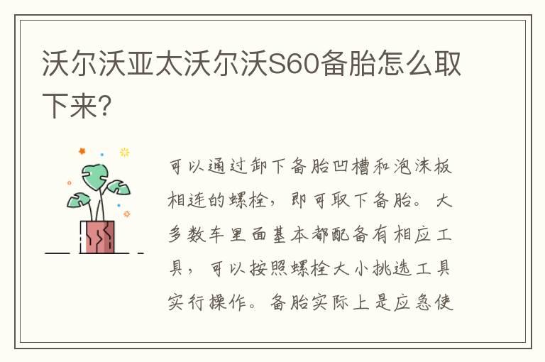 沃尔沃亚太沃尔沃S60备胎怎么取下来？