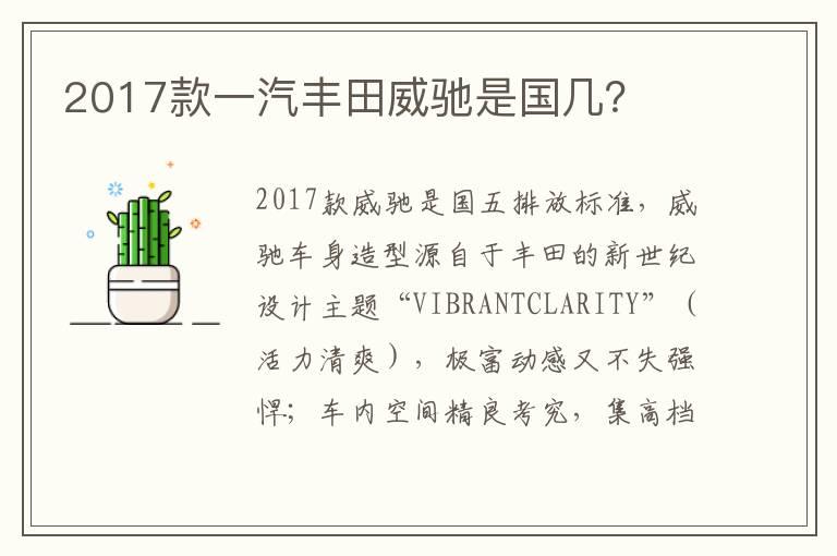 2017款一汽丰田威驰是国几？
