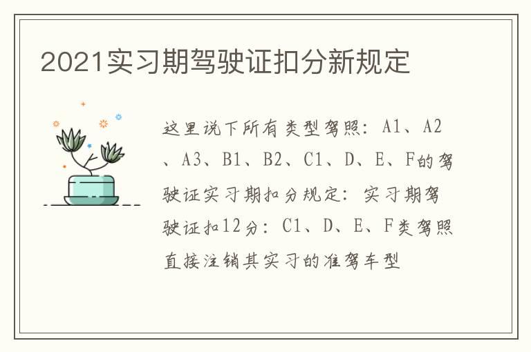 2021实习期驾驶证扣分新规定