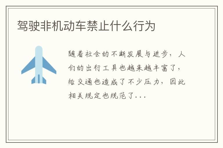 驾驶非机动车禁止什么行为