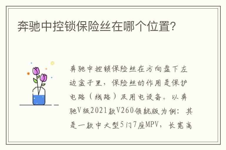奔驰中控锁保险丝在哪个位置？