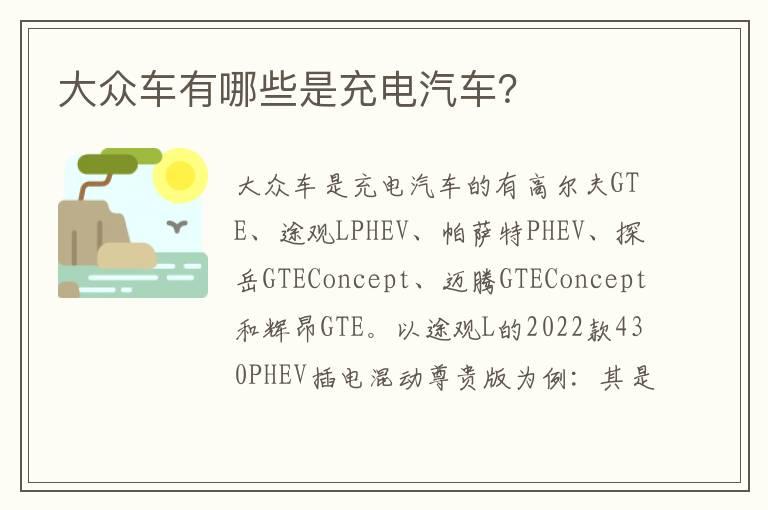 大众车有哪些是充电汽车？