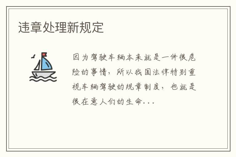 违章处理新规定