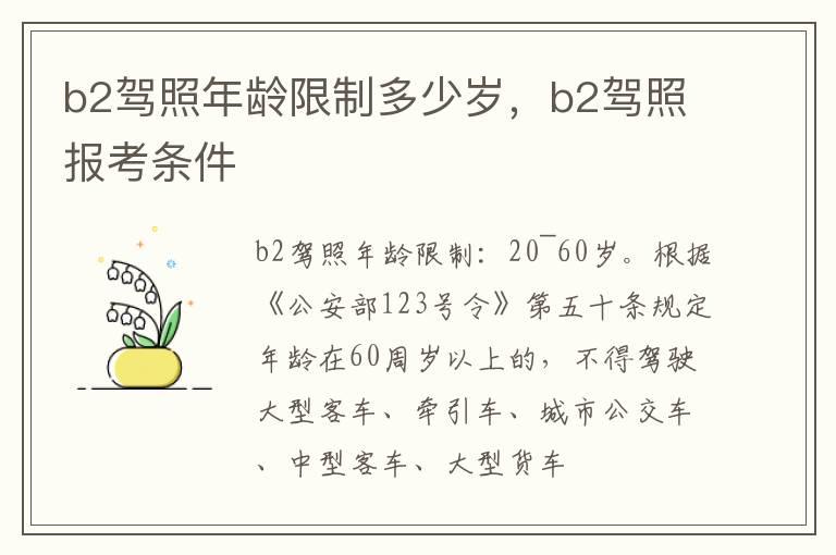 b2驾照年龄限制多少岁，b2驾照报考条件