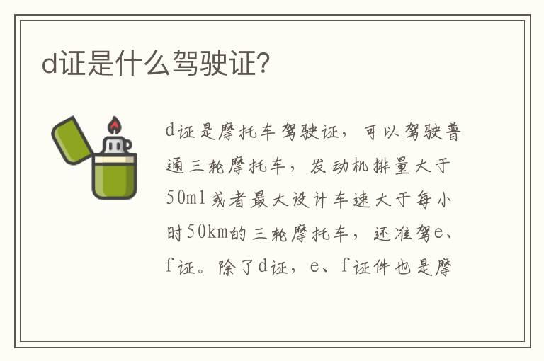 d证是什么驾驶证？