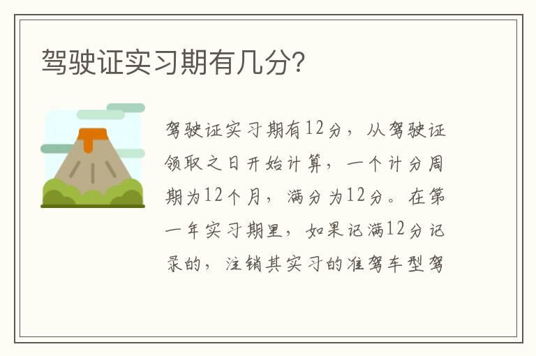 驾驶证实习期有几分？