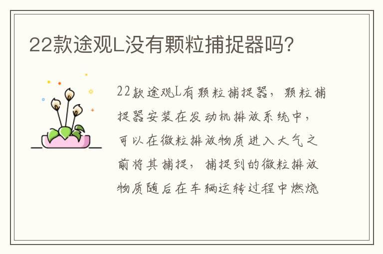 22款途观L没有颗粒捕捉器吗？