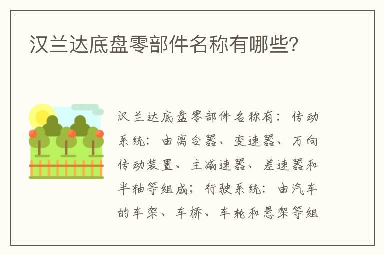 汉兰达底盘零部件名称有哪些？