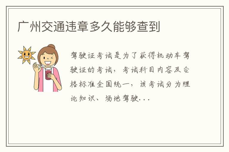 广州交通违章多久能够查到