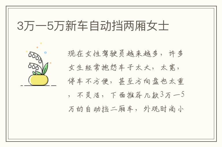 3万一5万新车自动挡两厢女士