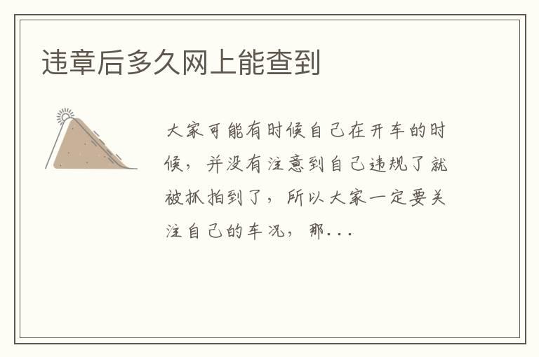 违章后多久网上能查到