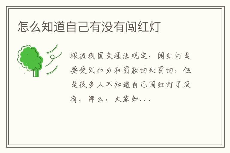 怎么知道自己有没有闯红灯