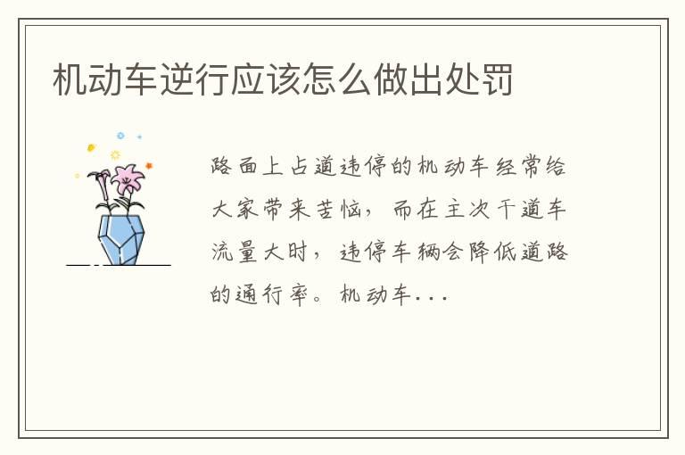 机动车逆行应该怎么做出处罚