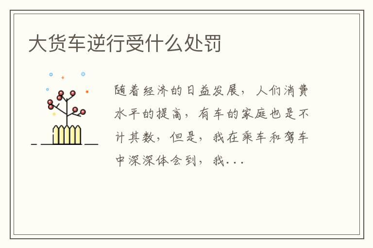 大货车逆行受什么处罚