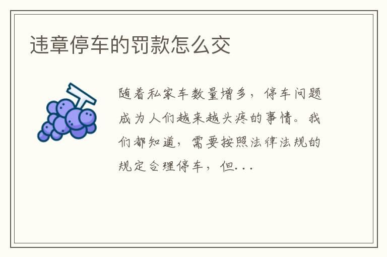 违章停车的罚款怎么交