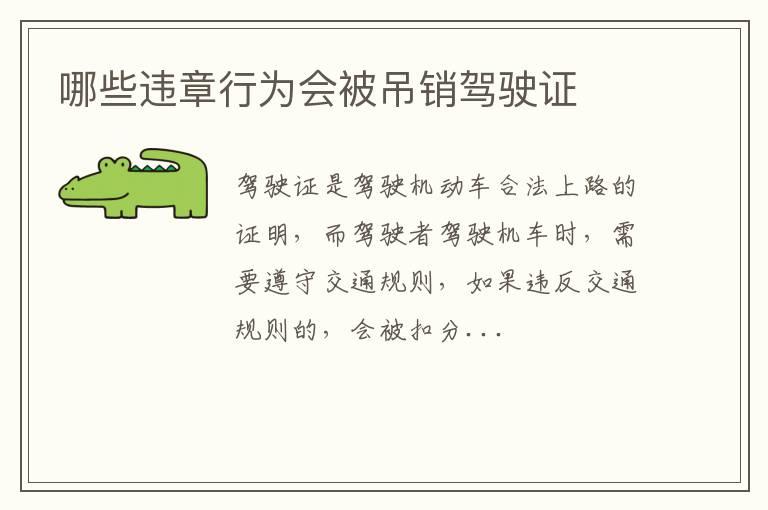 哪些违章行为会被吊销驾驶证