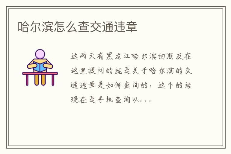 哈尔滨怎么查交通违章