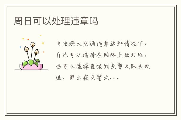 周日可以处理违章吗