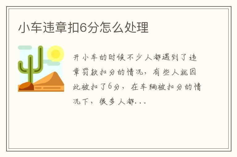 小车违章扣6分怎么处理