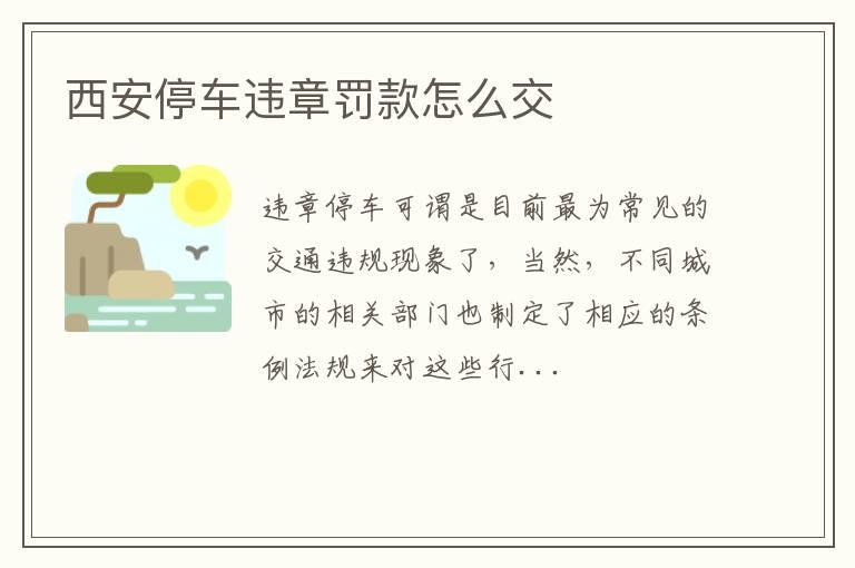 西安停车违章罚款怎么交