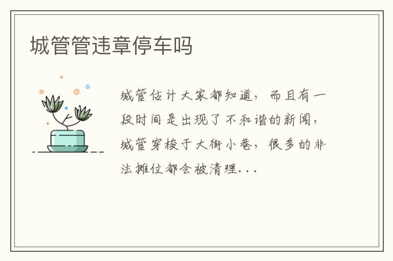 城管管违章停车吗