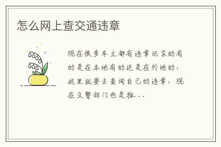 怎么网上查交通违章