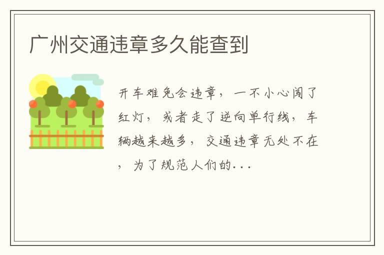 广州交通违章多久能查到