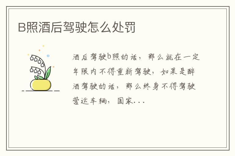 B照酒后驾驶怎么处罚