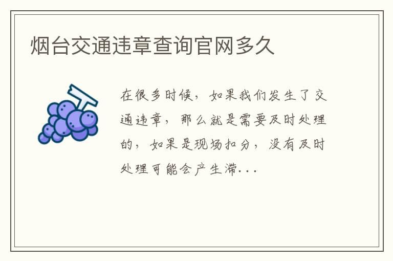 烟台交通违章查询官网多久
