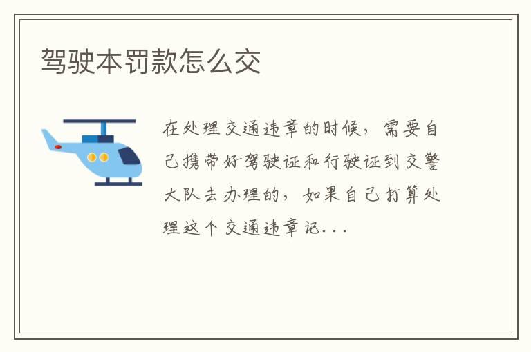 驾驶本罚款怎么交