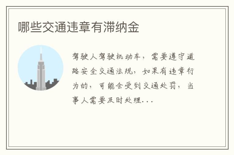 哪些交通违章有滞纳金
