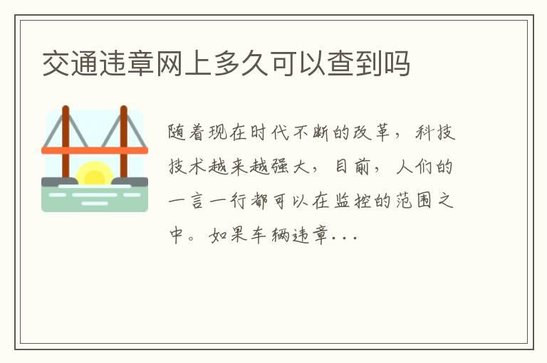 交通违章网上多久可以查到吗