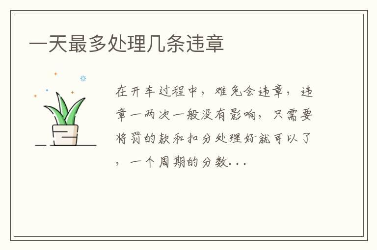 一天最多处理几条违章