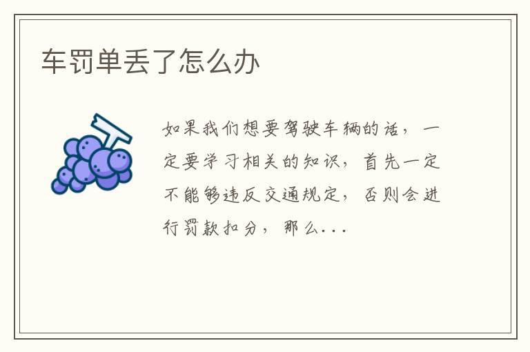 车罚单丢了怎么办
