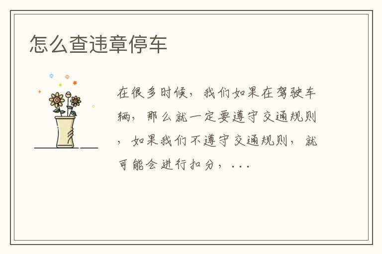 怎么查违章停车