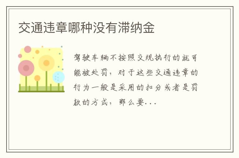 交通违章哪种没有滞纳金