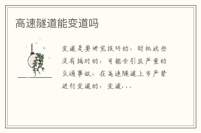 高速隧道能变道吗